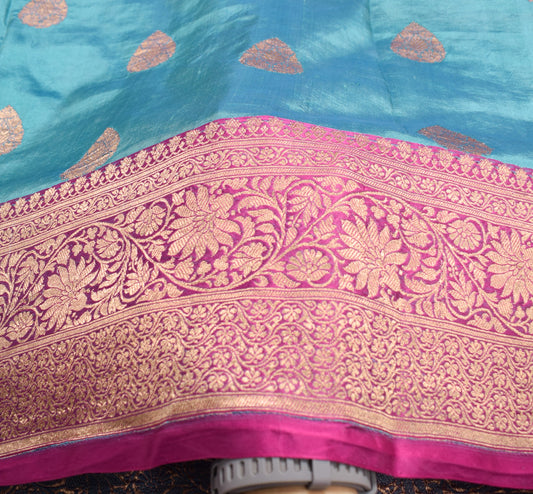 Sushila Vintage Banarasi Scrap Saree Pure Silk Zari Woven Premium Sari Fabric