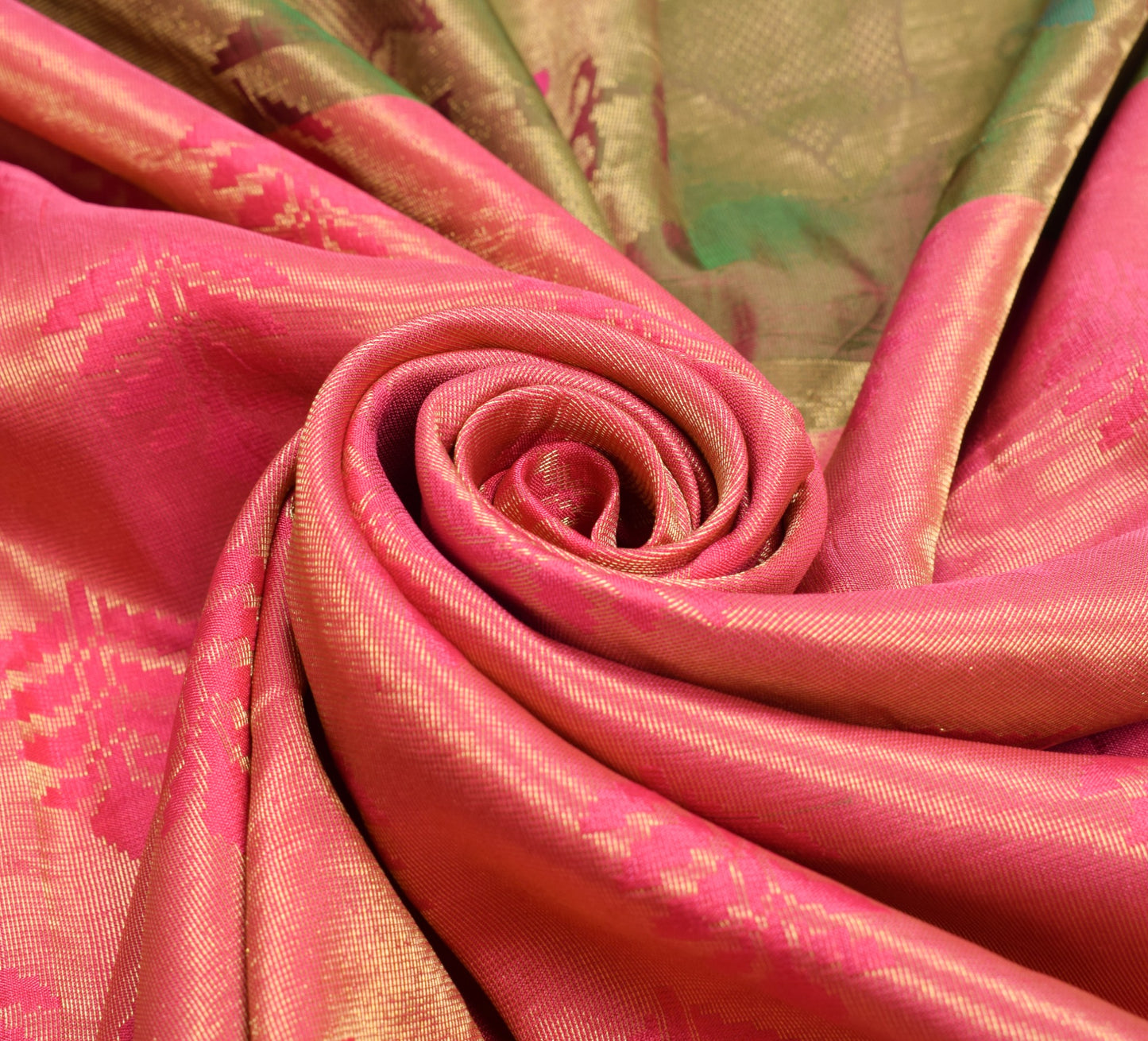 Sushila Vintage Pink Premium Scrap Saree Pure Silk Zari Woven Indian Sari Fabric