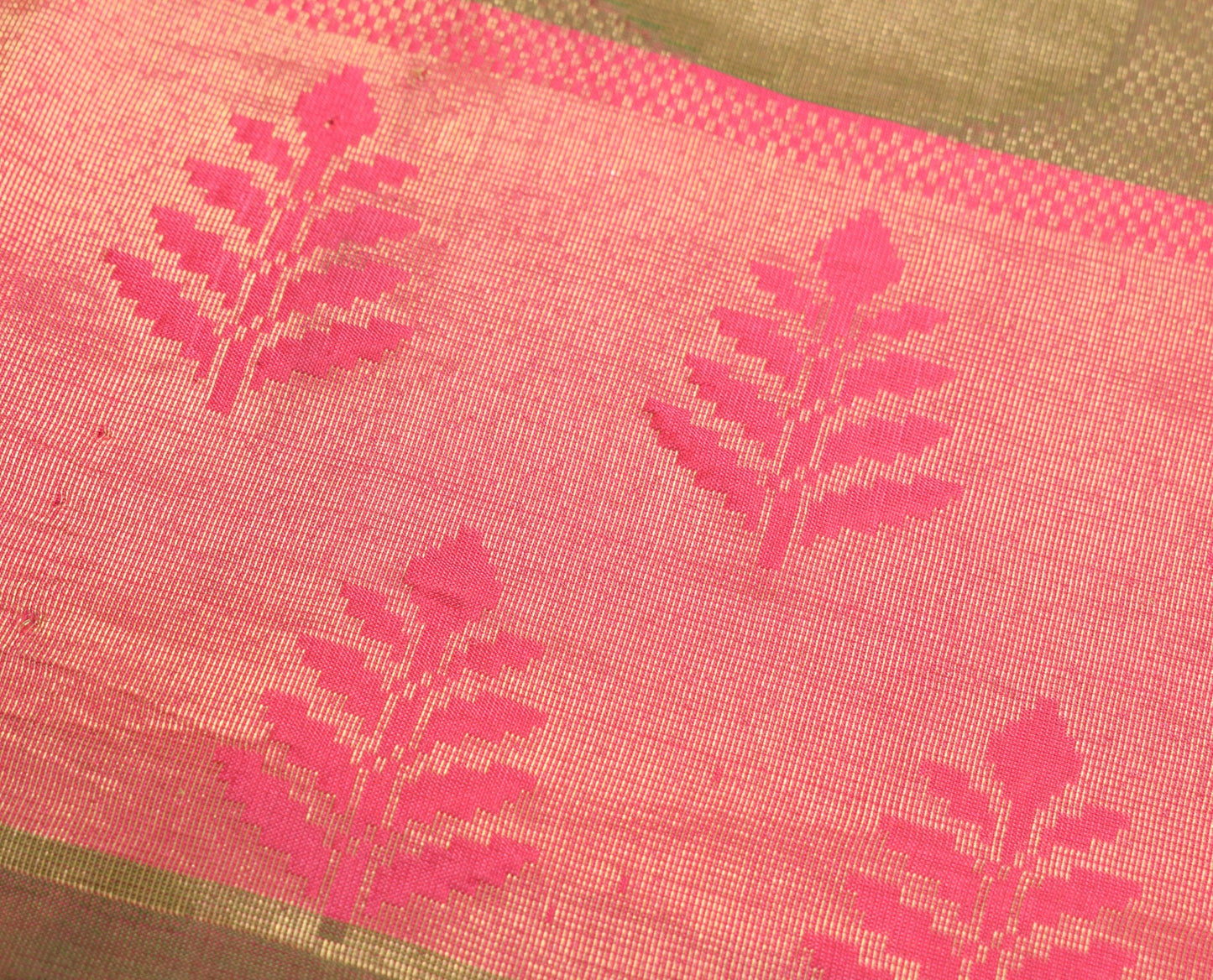 Sushila Vintage Pink Premium Scrap Saree Pure Silk Zari Woven Indian Sari Fabric