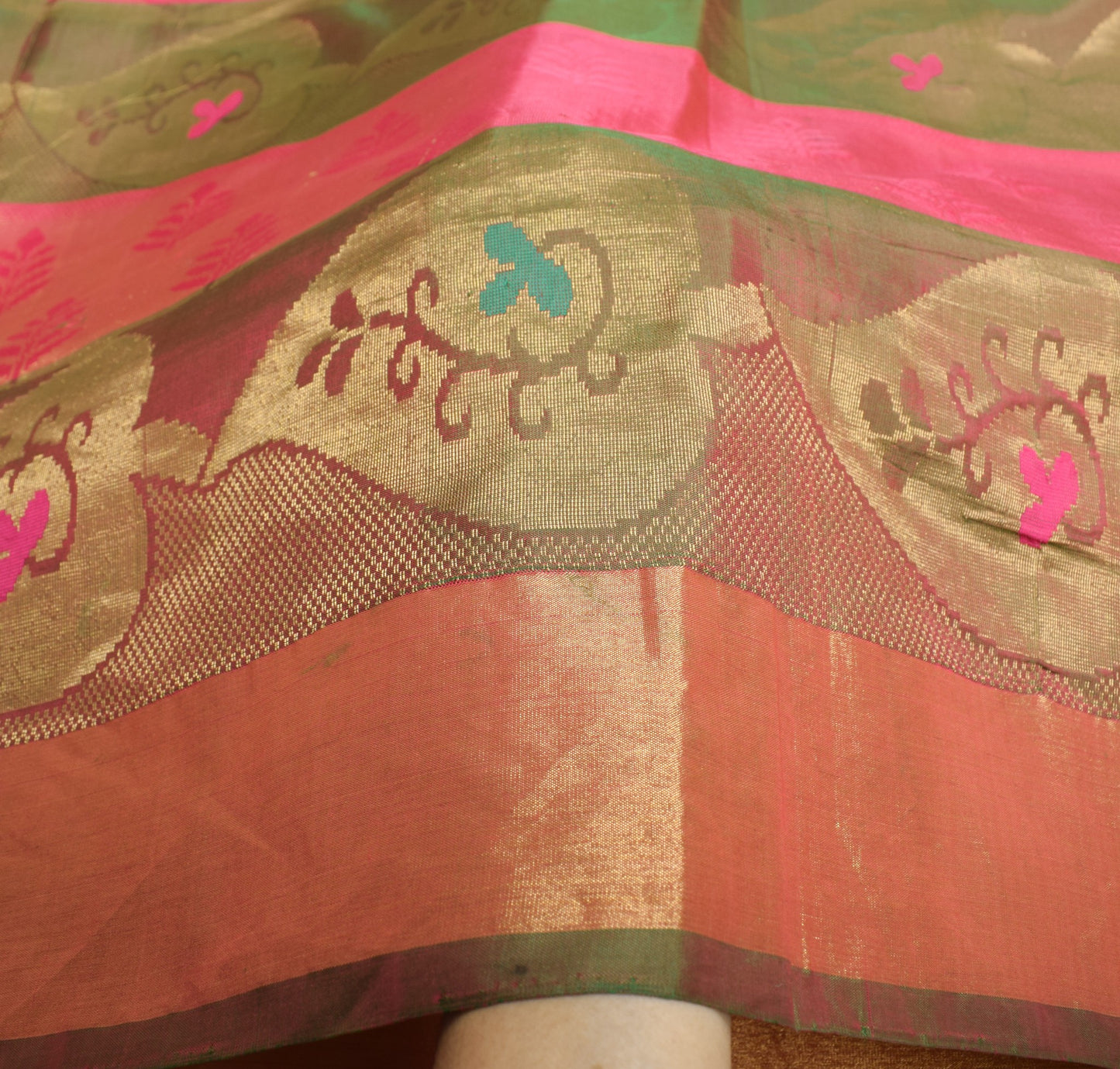 Sushila Vintage Pink Premium Scrap Saree Pure Silk Zari Woven Indian Sari Fabric