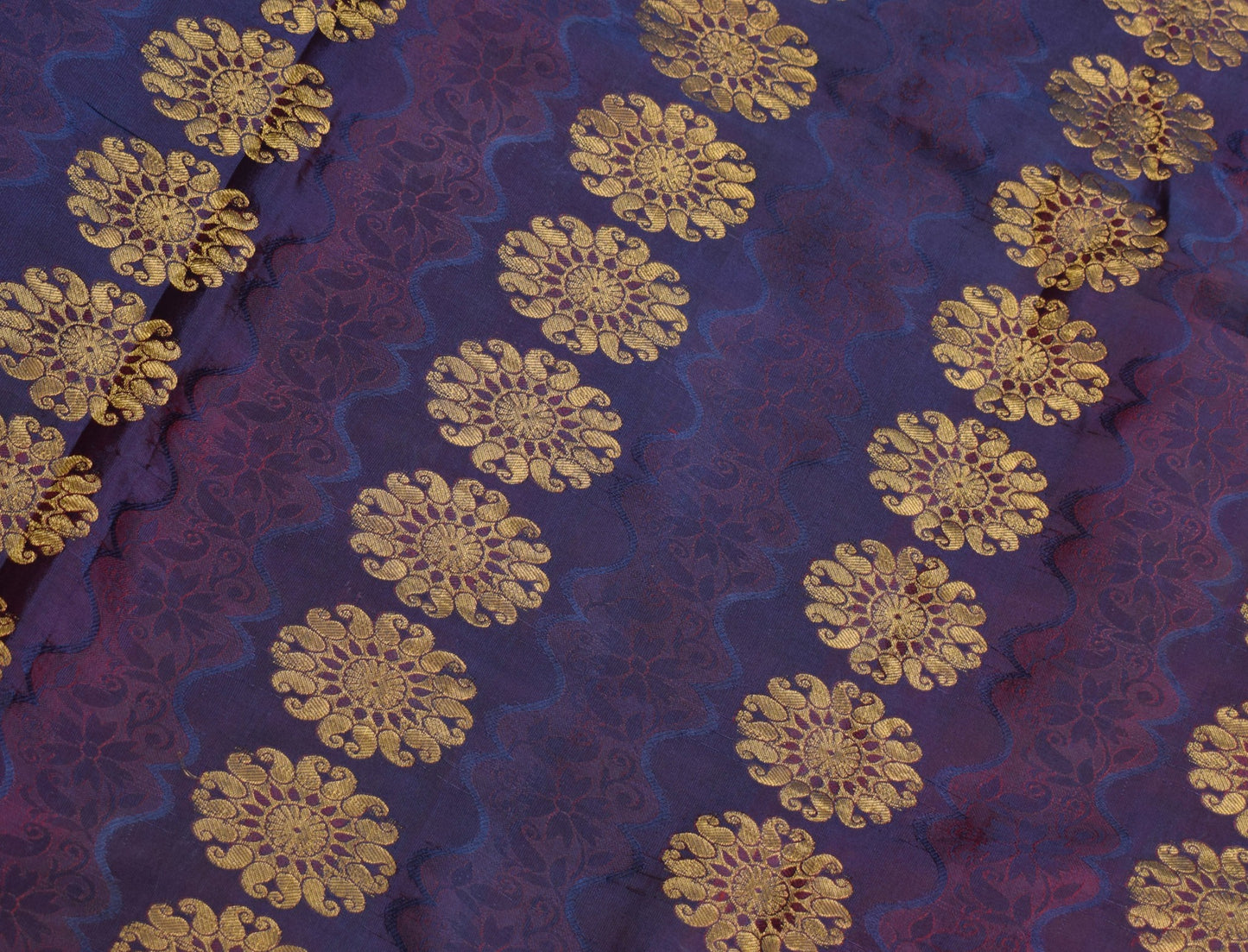 Sushila Vintage Blue Pure Silk Scrap Saree Zari & Self Woven Sari Craft Fabric