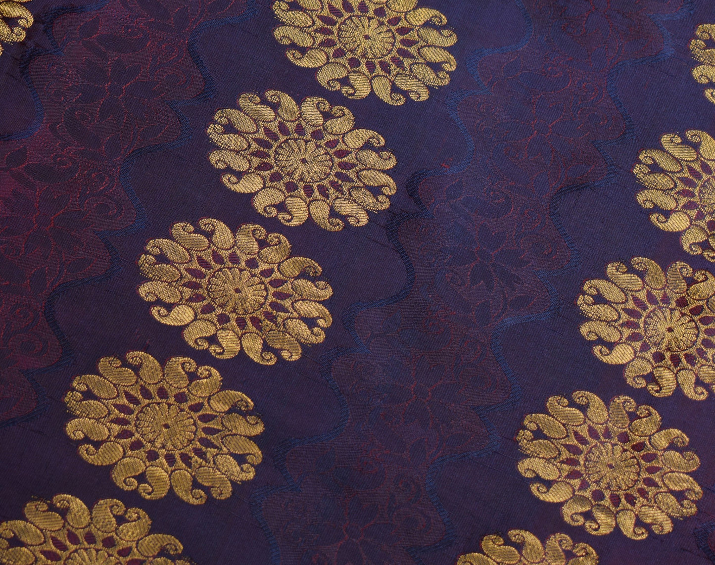 Sushila Vintage Blue Pure Silk Scrap Saree Zari & Self Woven Sari Craft Fabric