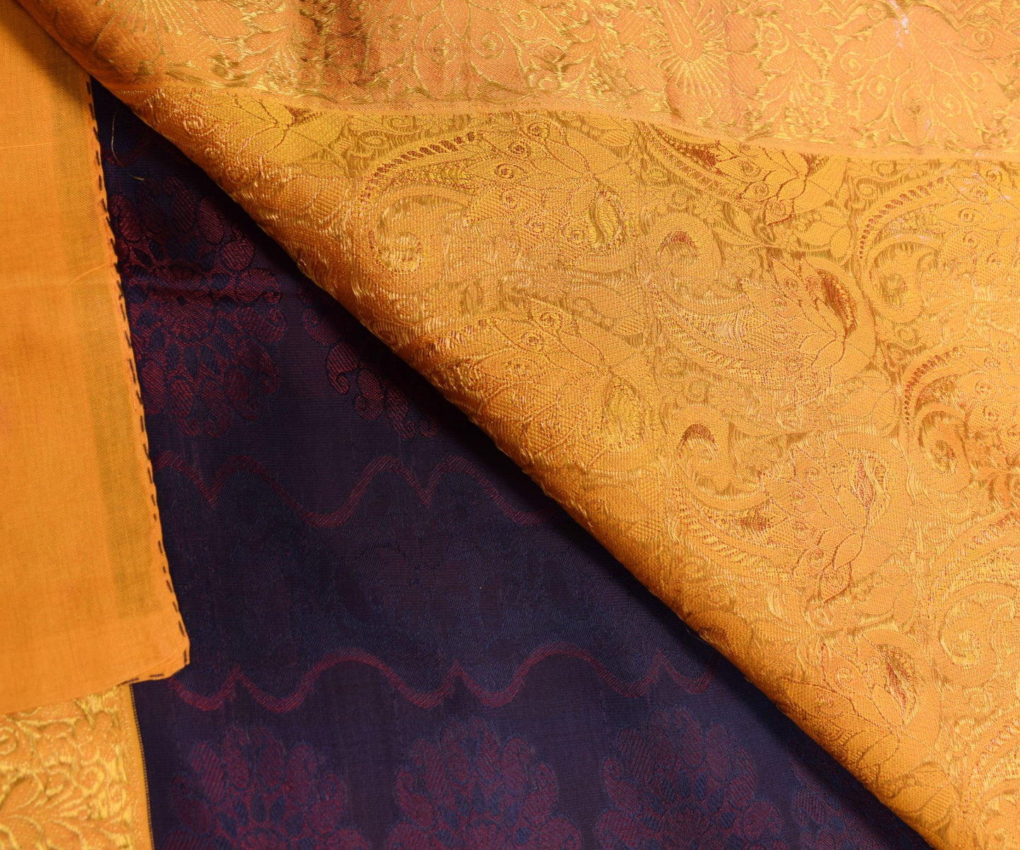 Sushila Vintage Blue Pure Silk Scrap Saree Zari & Self Woven Sari Craft Fabric