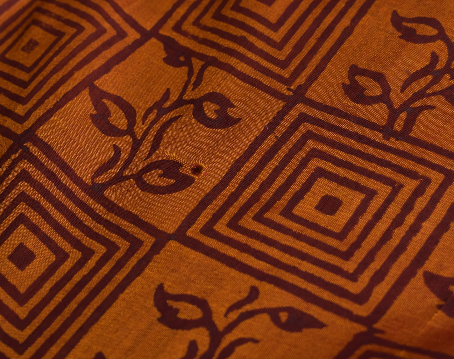 Sushila Vintage Pure Cotton Silk Scrap Saree Hand Block Printed Rust Sari Fabric