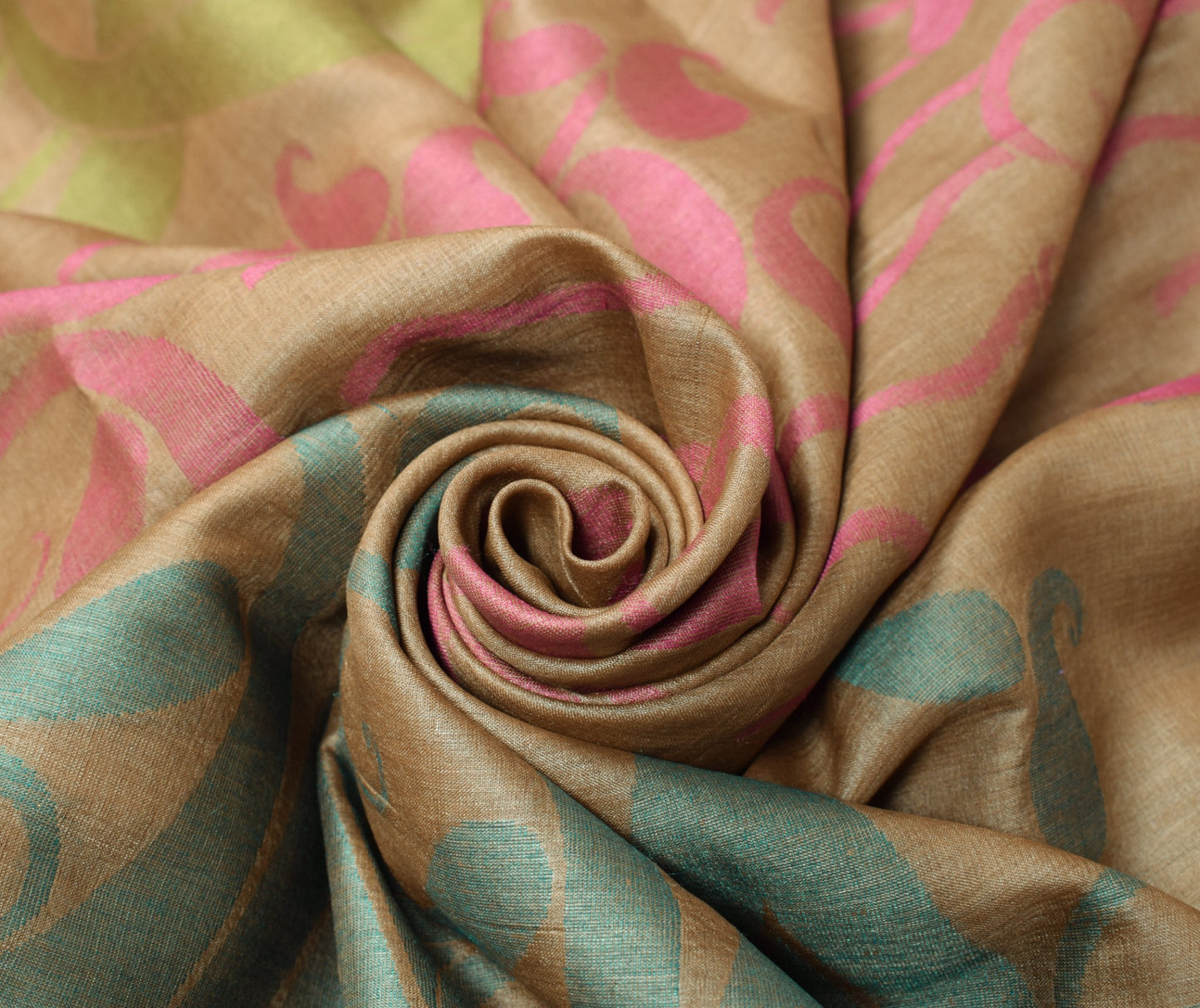 Sushila Vintage Brown Scrap Saree 100% Pure Tussar Silk Woven Craft Sari Fabric
