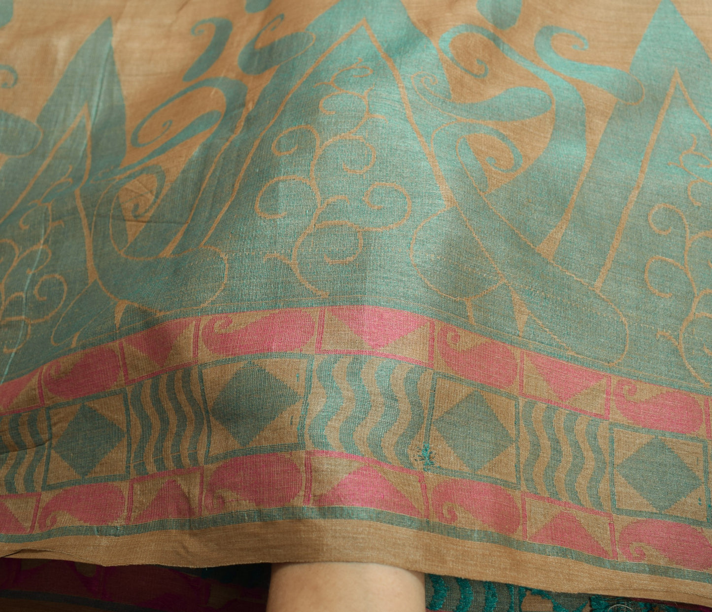 Sushila Vintage Brown Scrap Saree 100% Pure Tussar Silk Woven Craft Sari Fabric