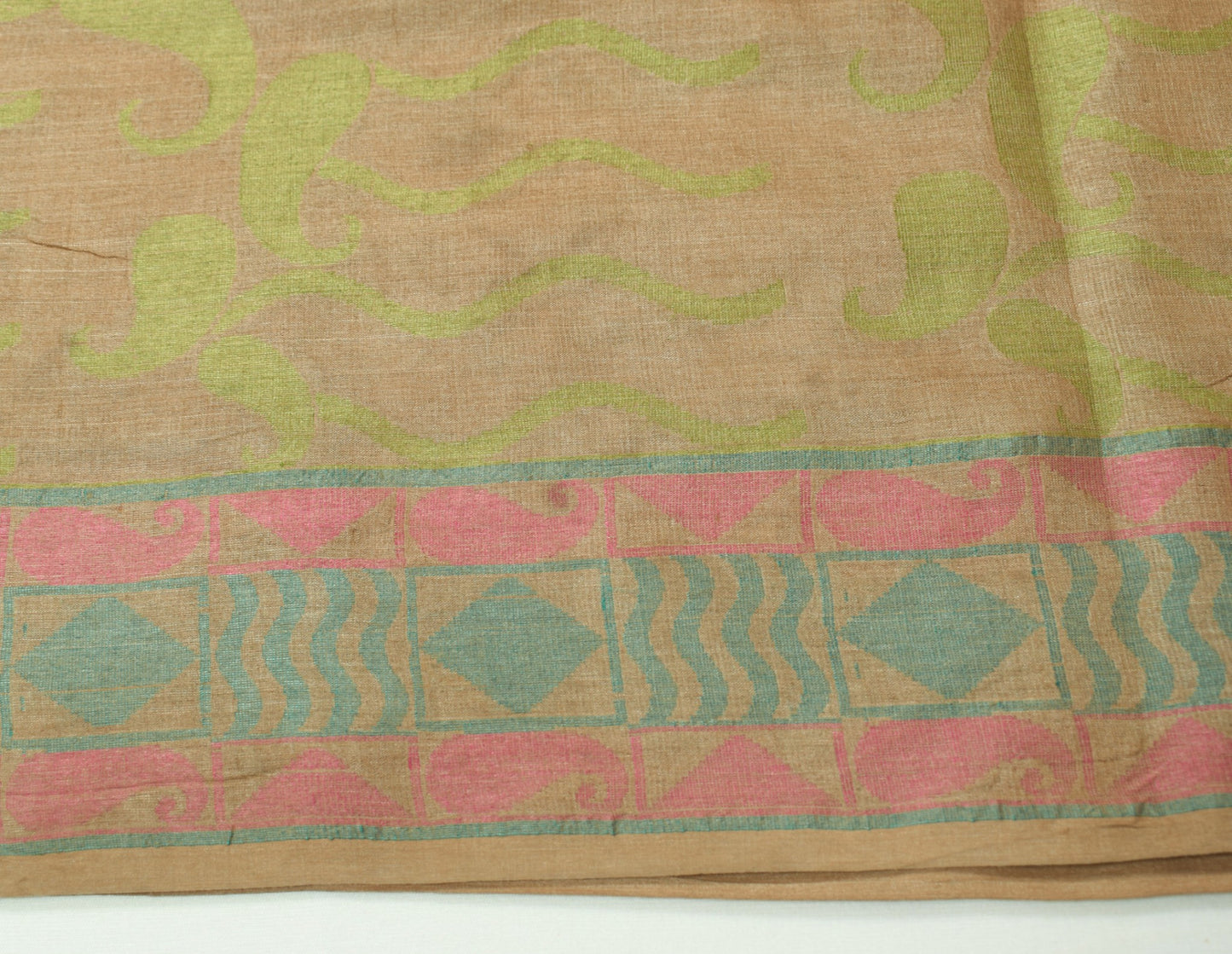 Sushila Vintage Brown Scrap Saree 100% Pure Tussar Silk Woven Craft Sari Fabric