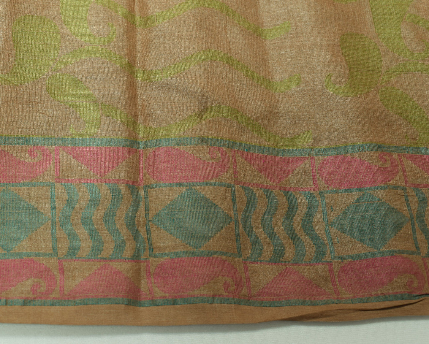 Sushila Vintage Brown Scrap Saree 100% Pure Tussar Silk Woven Craft Sari Fabric