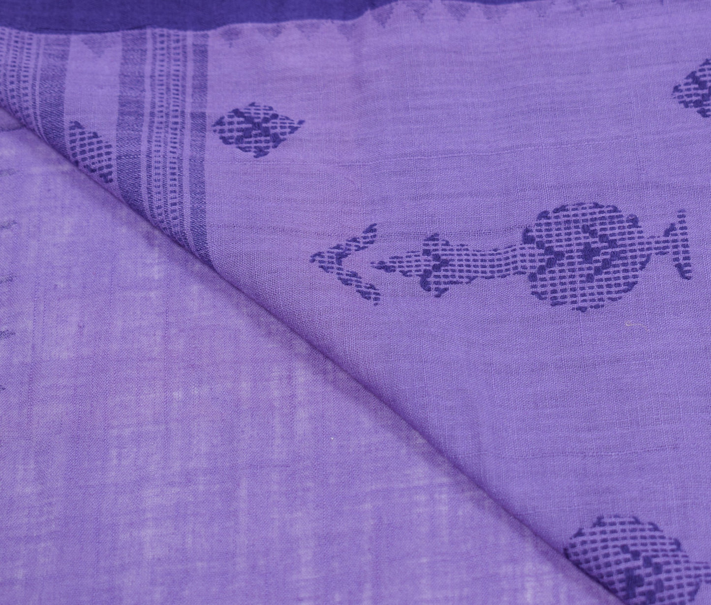 Sushila Vintage Purple Woven Scrap Saree Pure Cotton Handloom Sari Indian Fabric