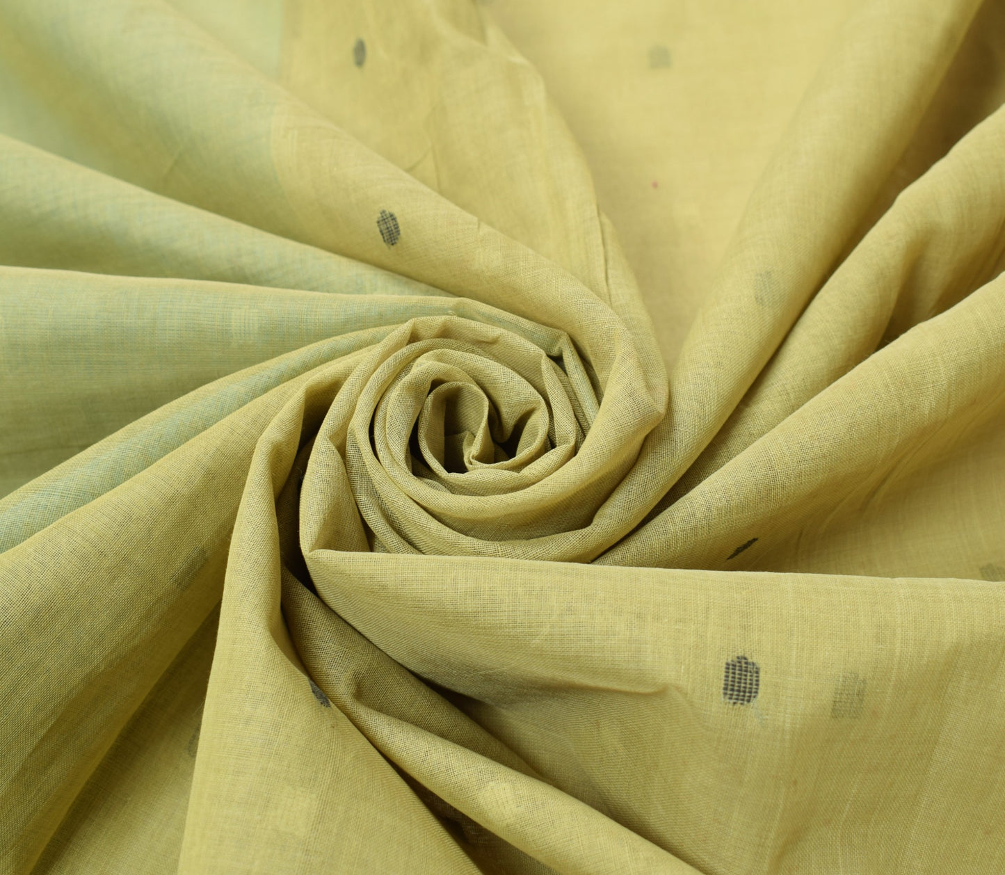 Sushila Vintage Green Scrap Saree Tant Woven Pure Cotton Bengal 5YD Sari Fabric