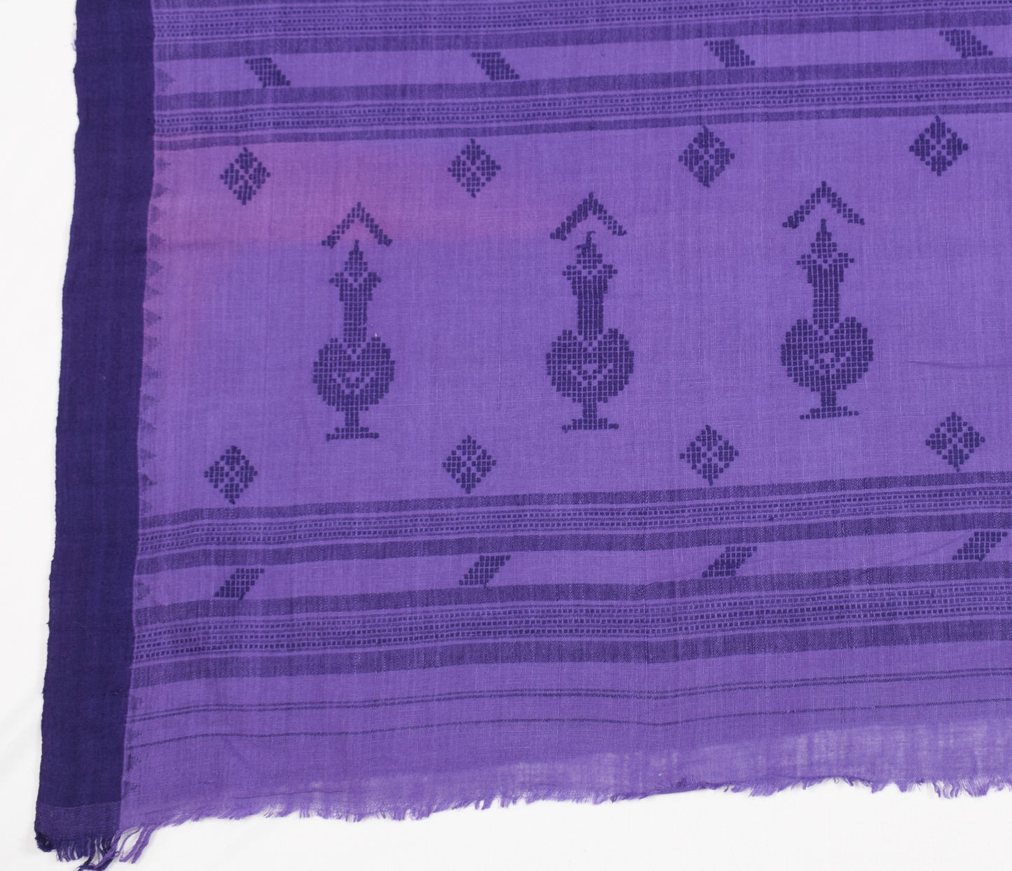 Sushila Vintage Purple Woven Scrap Saree Pure Cotton Handloom Sari Indian Fabric