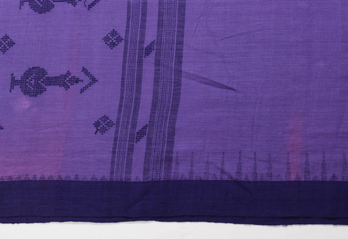 Sushila Vintage Purple Woven Scrap Saree Pure Cotton Handloom Sari Indian Fabric