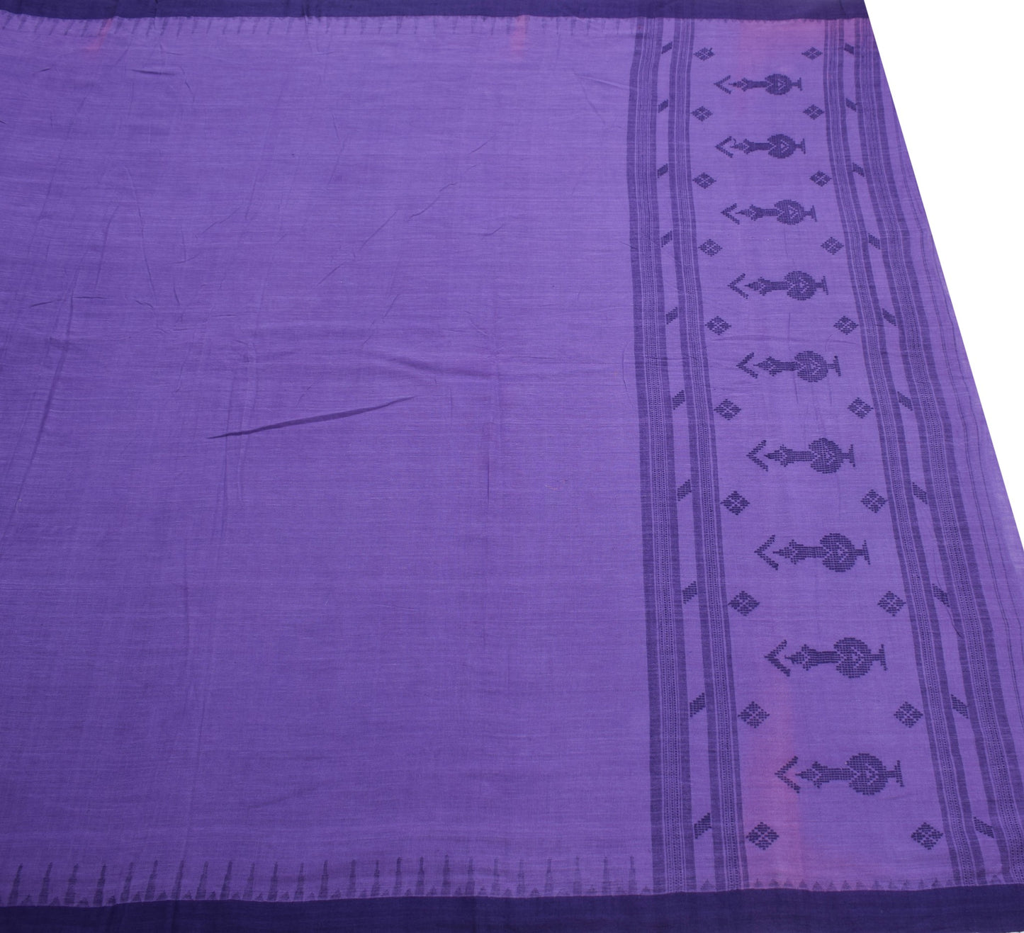 Sushila Vintage Purple Woven Scrap Saree Pure Cotton Handloom Sari Indian Fabric