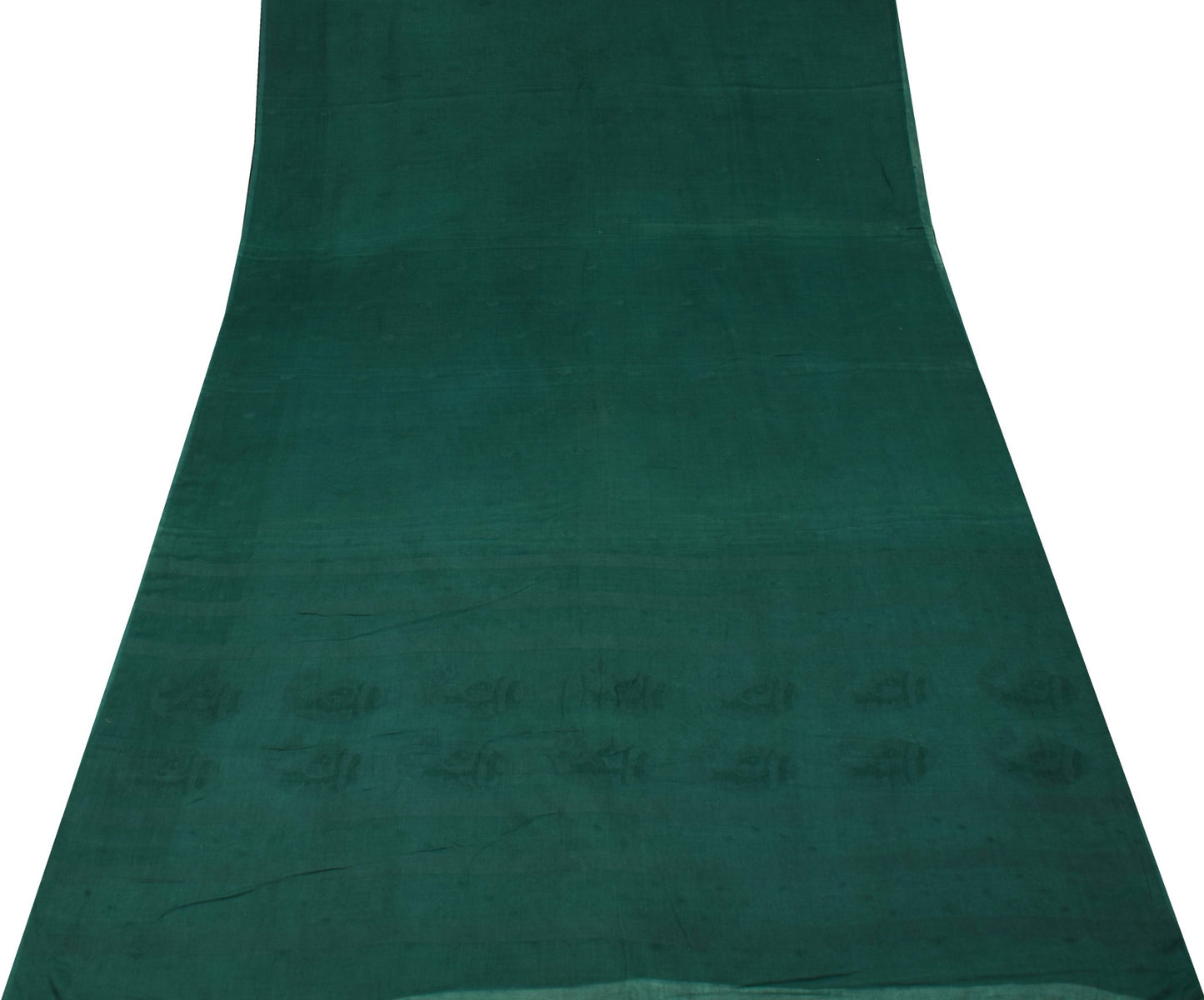 Sushila Vintage Dark Green Scrap Saree Pure Cotton Tant Woven Remnant 5 YD Sari