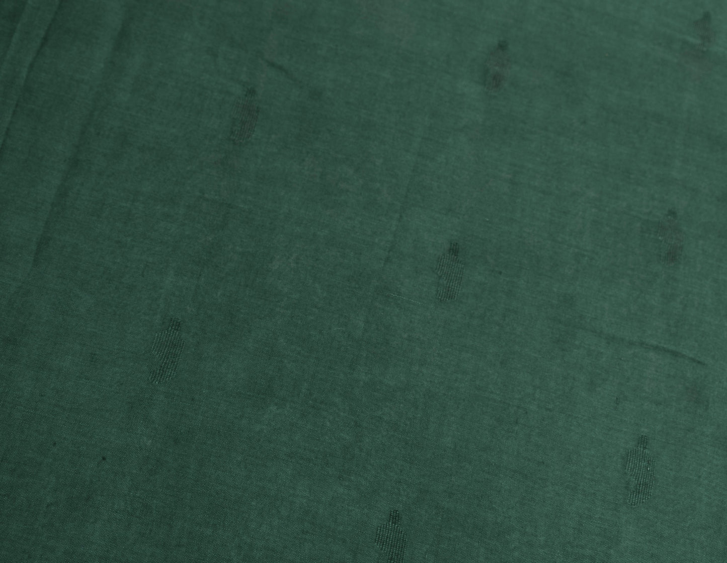 Sushila Vintage Dark Green Scrap Saree Pure Cotton Tant Woven Remnant 5 YD Sari
