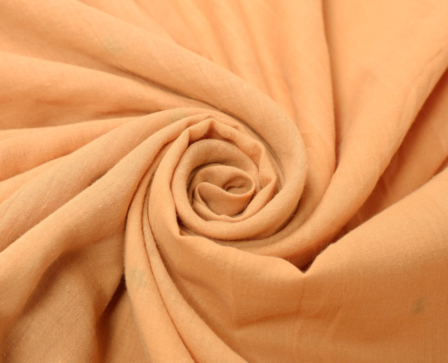 Sushila Vintage Peach Scrap Saree 100% Pure Cotton Woven Floral Soft Sari Fabric