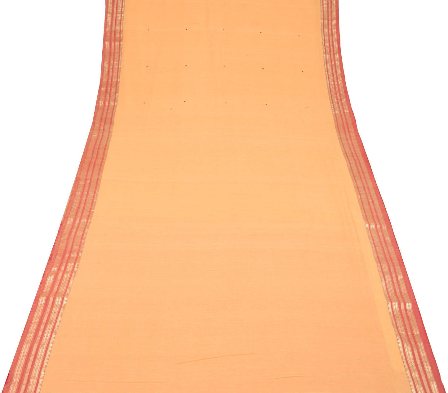 Sushila Vintage Peach Scrap Saree 100% Pure Cotton Woven Floral Soft Sari Fabric