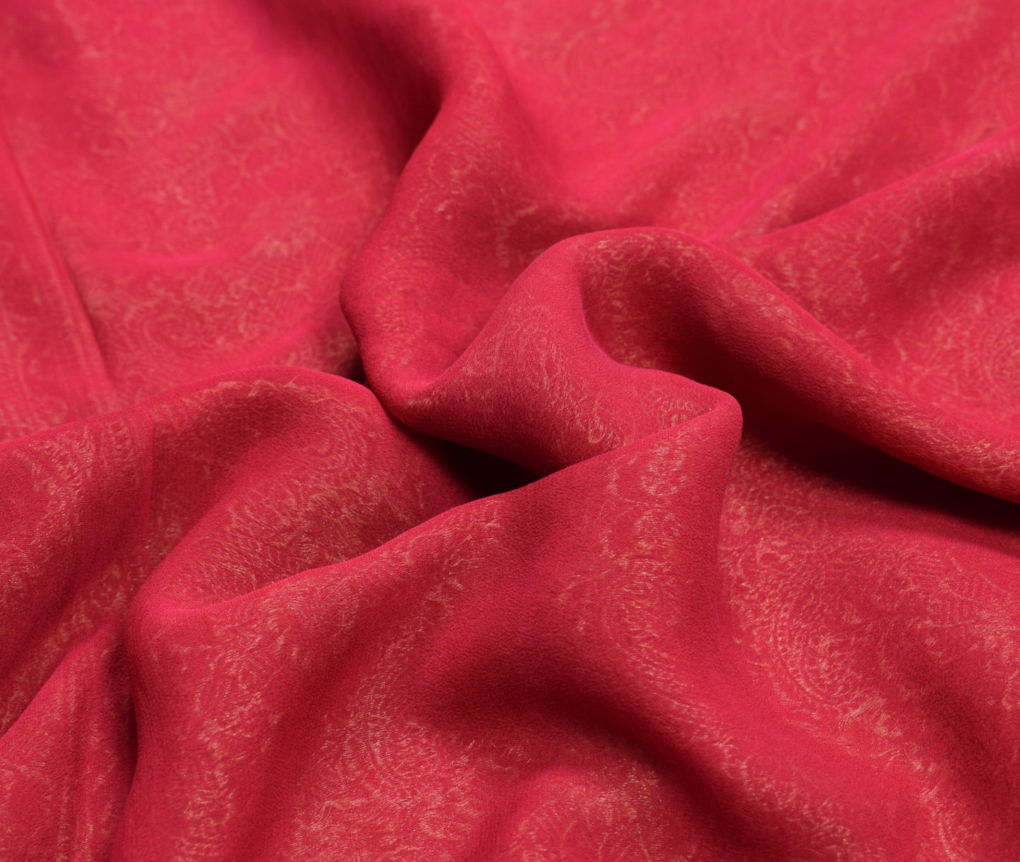 Sushila Vintage Pure Chiffon Scrap Saree Red Wedding Woven Remnant Sari Fabric