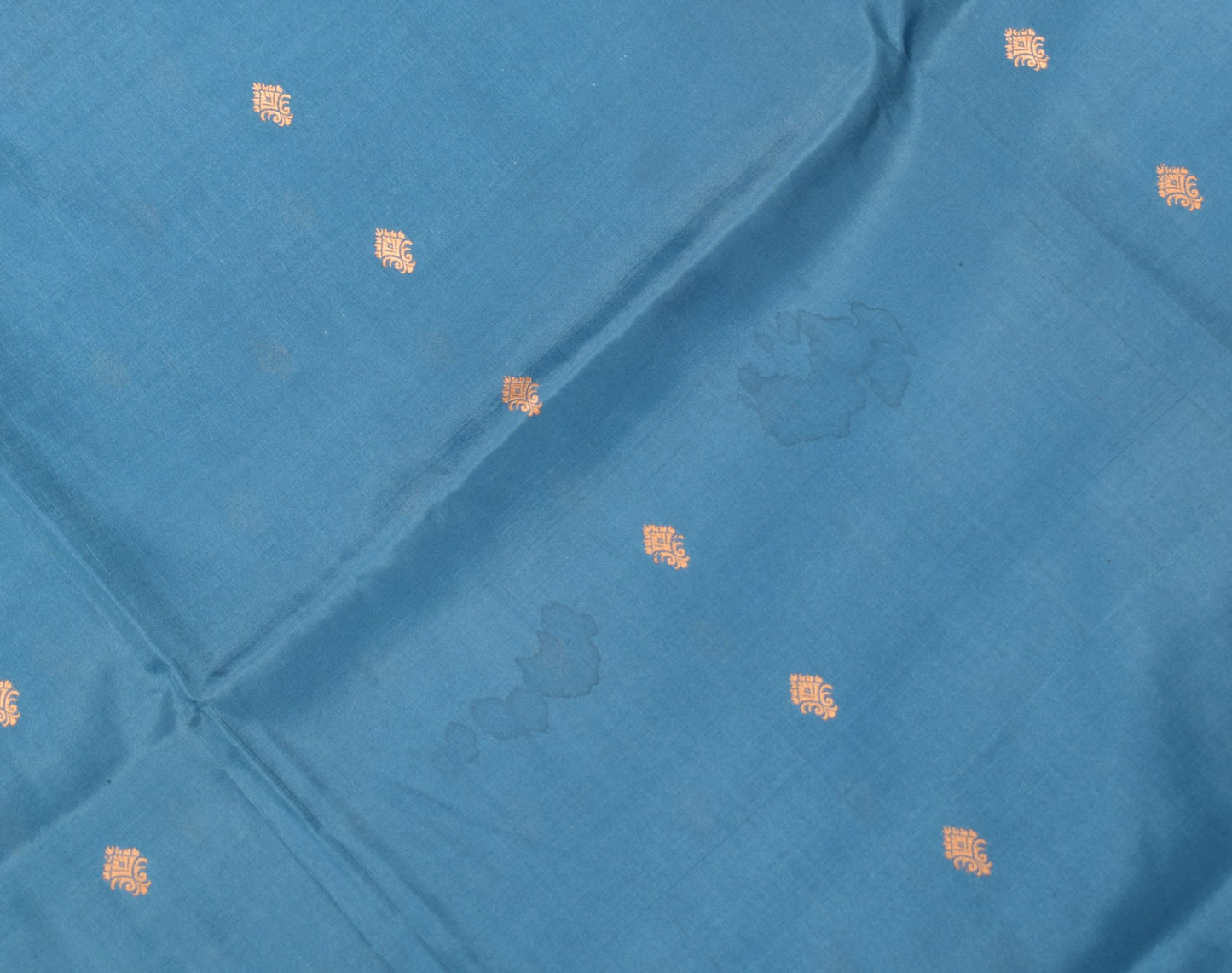 Sushila Vintage Sky Blue Scrap Saree Pure Silk Woven Floral Remnant Sari Fabric