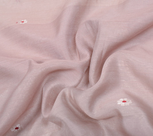 Sushila Vintage Mauve Scrap Saree Pure Cotton Silk Woven Remnant 6YD Sari Fabric