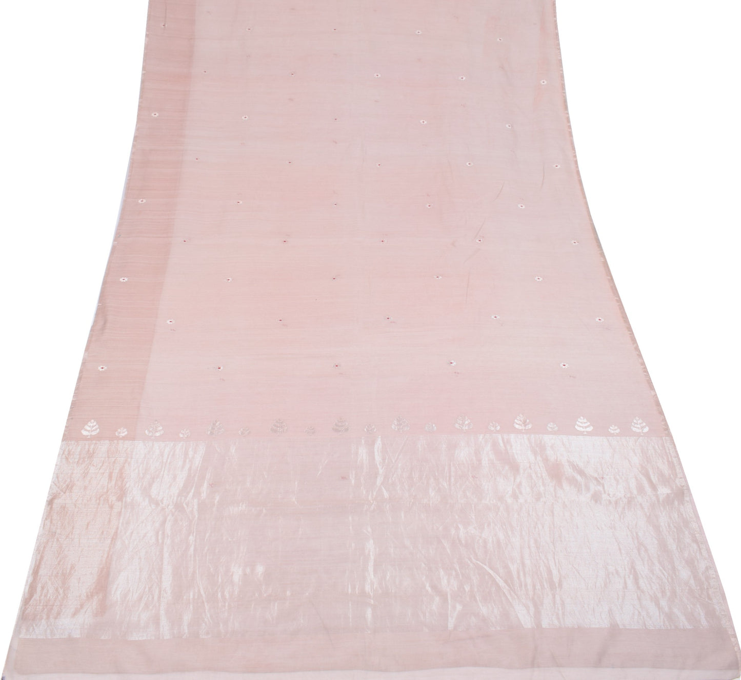 Sushila Vintage Mauve Scrap Saree Pure Cotton Silk Woven Remnant 6YD Sari Fabric