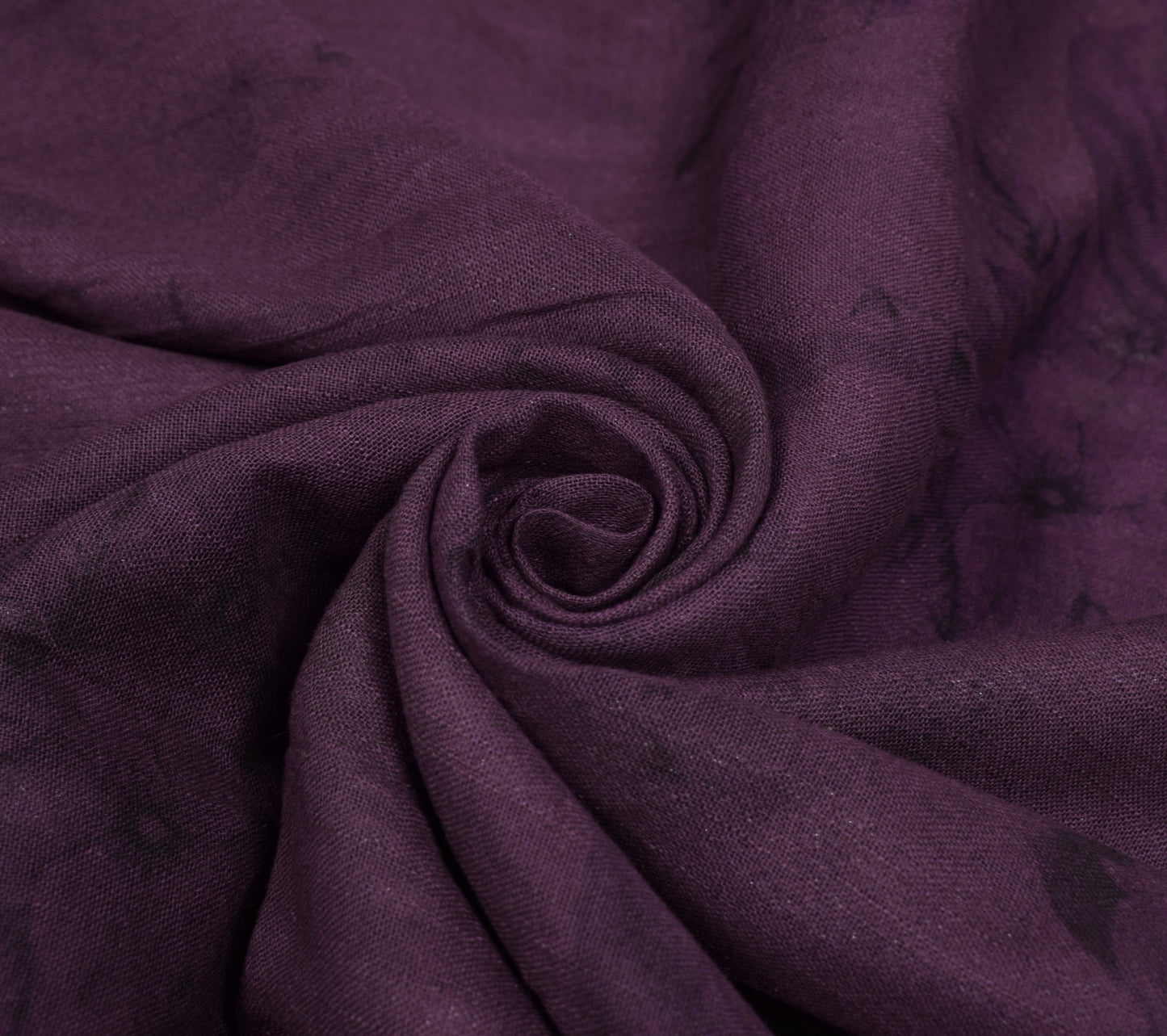 Sushila Vintage Wine Scrap Saree Pure Linen Printed & Woven Remnant Sari Fabric