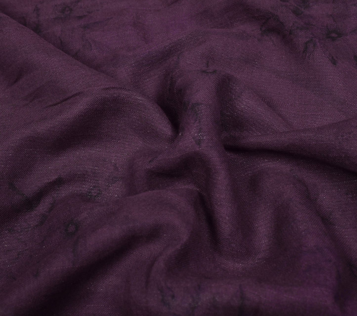 Sushila Vintage Wine Scrap Saree Pure Linen Printed & Woven Remnant Sari Fabric