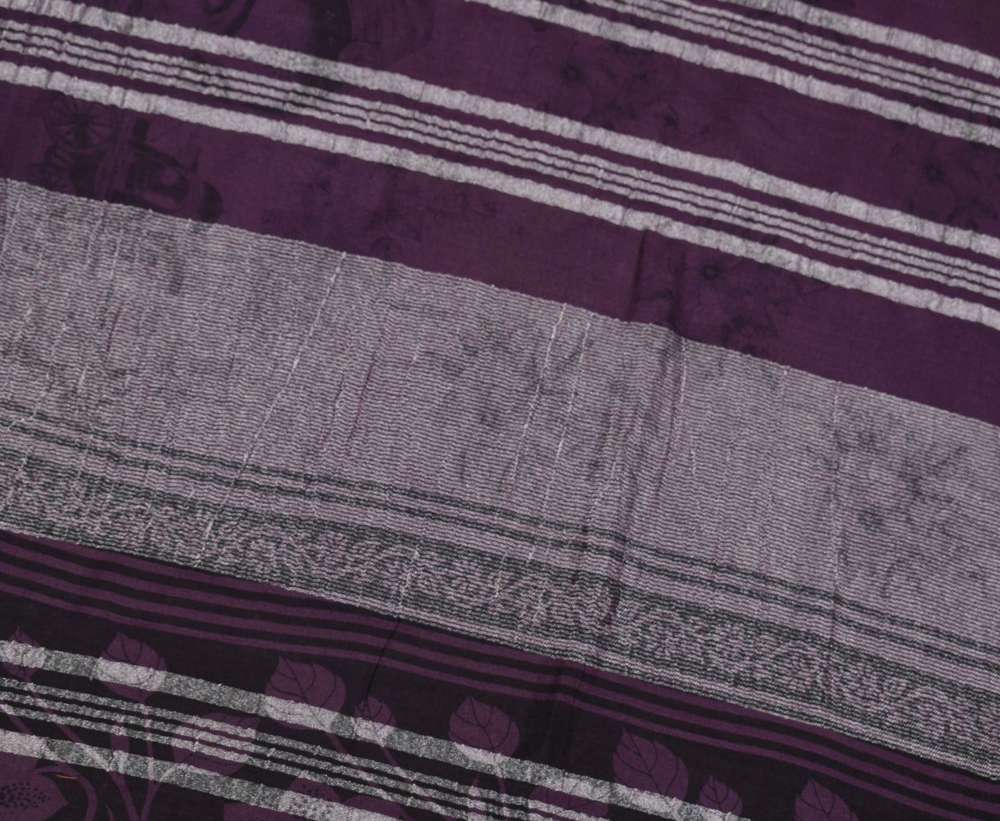 Sushila Vintage Wine Scrap Saree Pure Linen Printed & Woven Remnant Sari Fabric