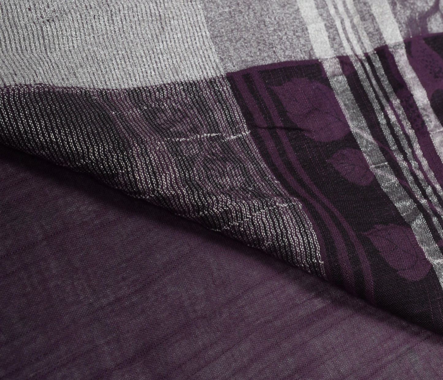 Sushila Vintage Wine Scrap Saree Pure Linen Printed & Woven Remnant Sari Fabric