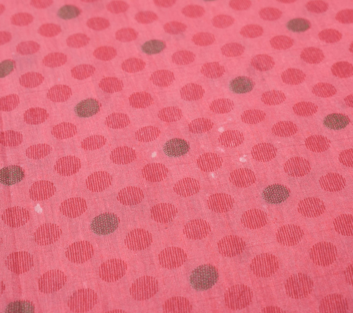 Sushila Vintage Dusty Rose Scrap Saree Pure Cotton Printed & Woven Sari Fabric