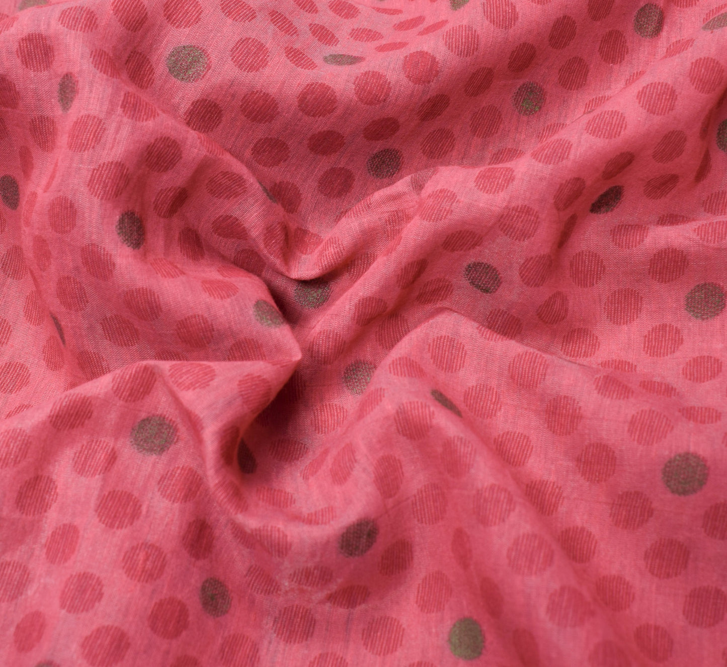 Sushila Vintage Dusty Rose Scrap Saree Pure Cotton Printed & Woven Sari Fabric