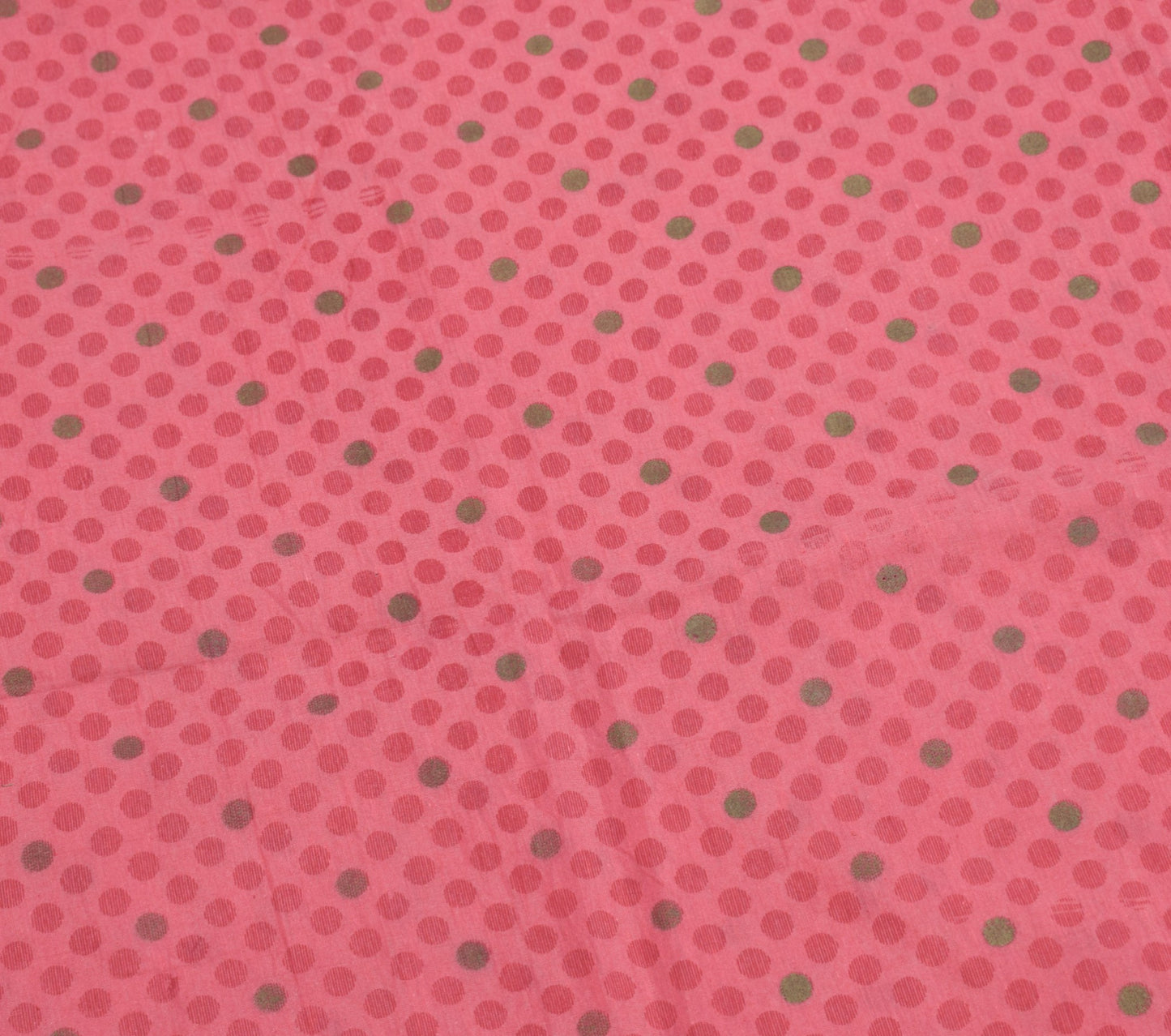 Sushila Vintage Dusty Rose Scrap Saree Pure Cotton Printed & Woven Sari Fabric