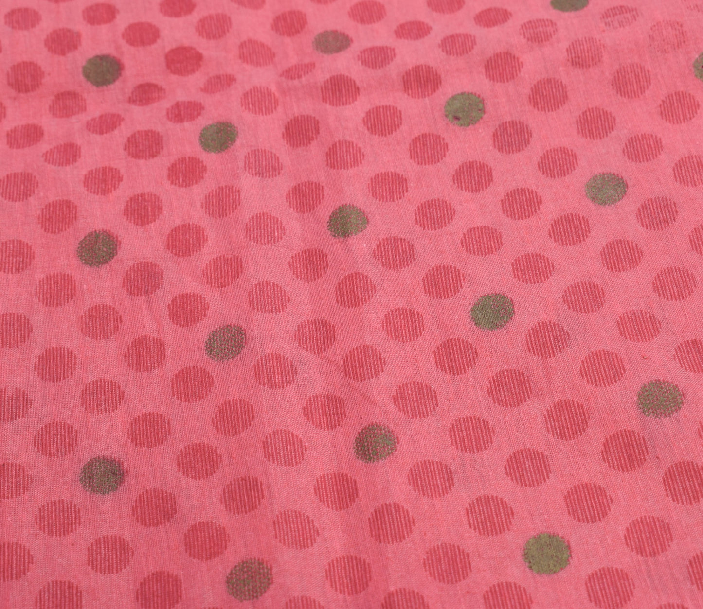 Sushila Vintage Dusty Rose Scrap Saree Pure Cotton Printed & Woven Sari Fabric