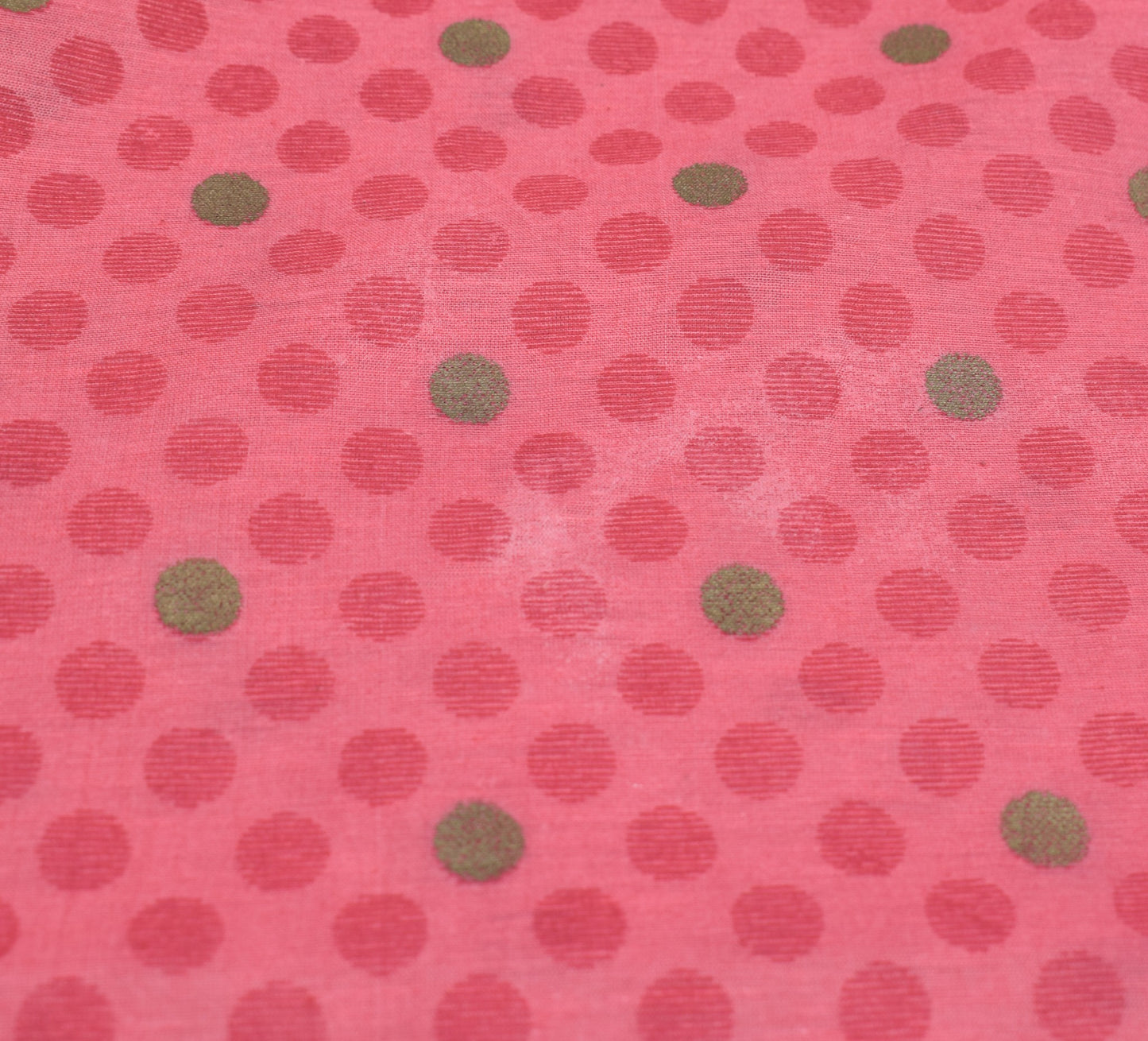 Sushila Vintage Dusty Rose Scrap Saree Pure Cotton Printed & Woven Sari Fabric