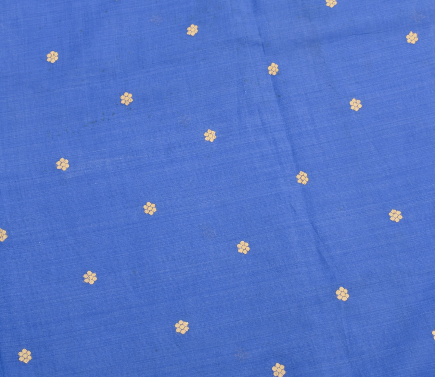 Sushila Vintage Dark Sky Blue Scrap Saree Pure Cotton Baluchari 5Yds Sari Fabric