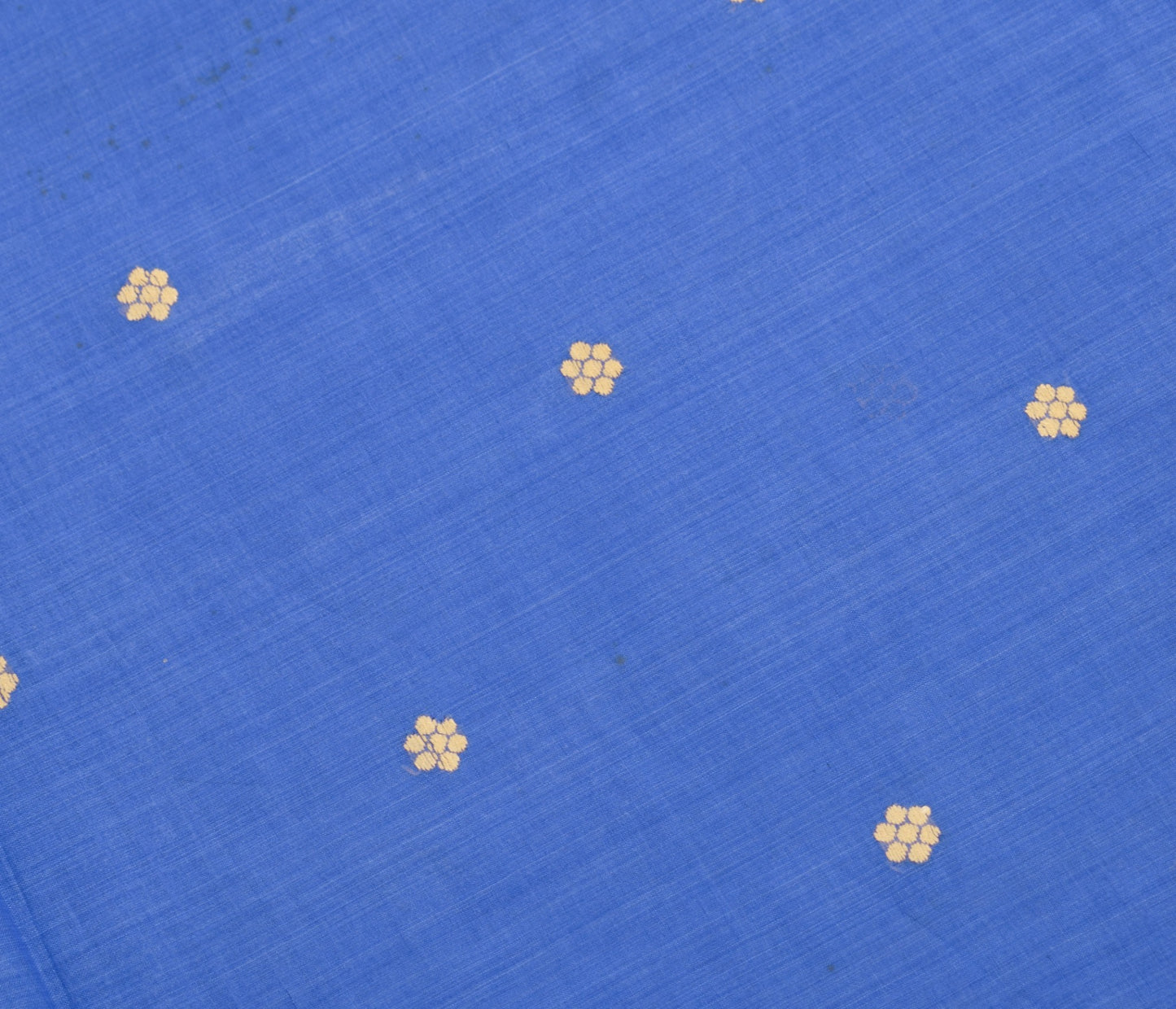 Sushila Vintage Dark Sky Blue Scrap Saree Pure Cotton Baluchari 5Yds Sari Fabric