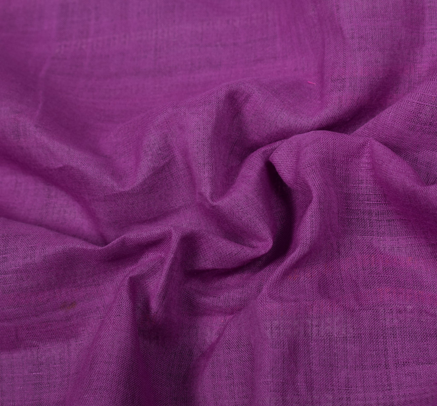 Sushila Vintage Purple Temple Border Scrap Saree Pure Cotton Woven Sari Fabric