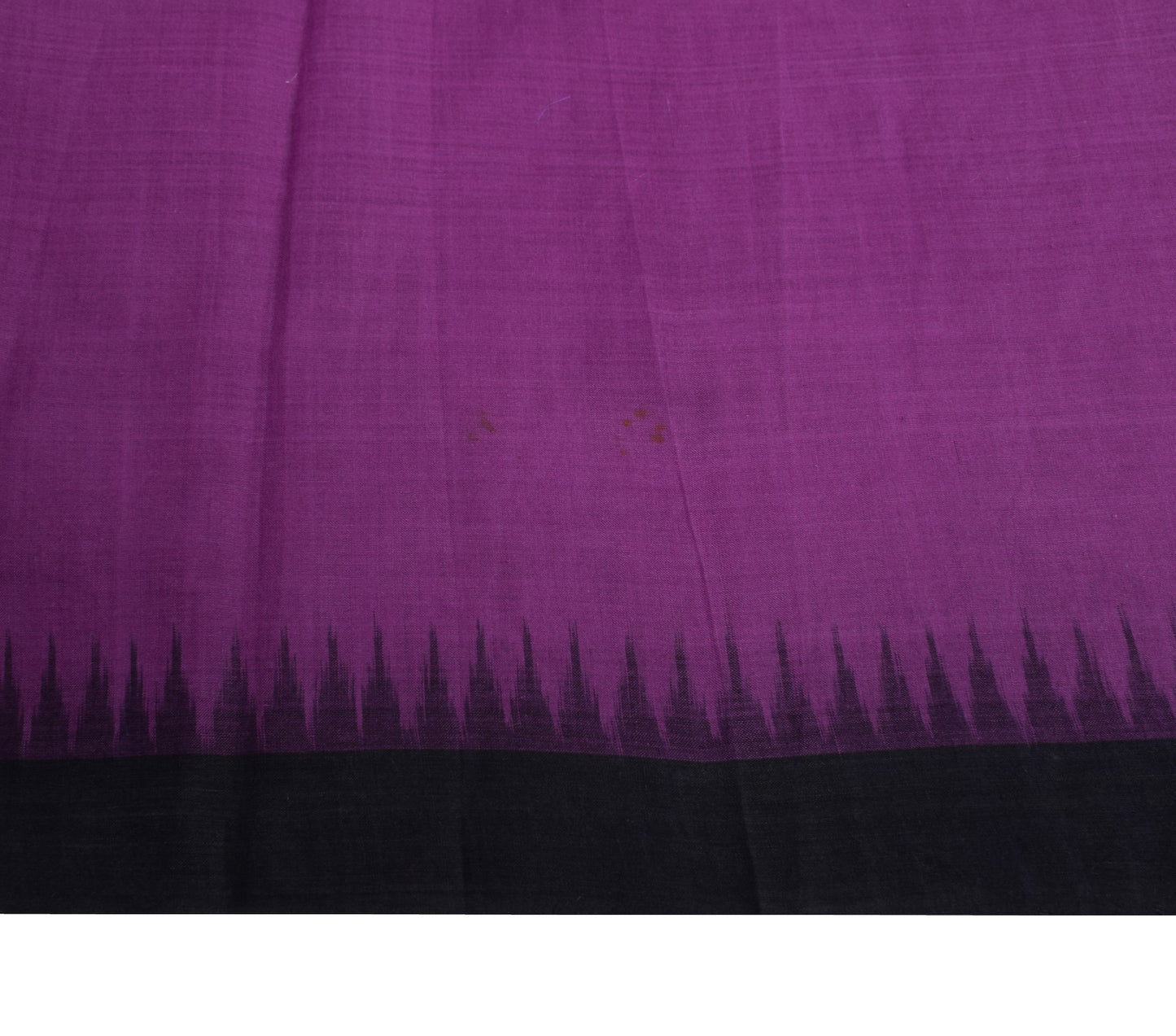 Sushila Vintage Purple Temple Border Scrap Saree Pure Cotton Woven Sari Fabric