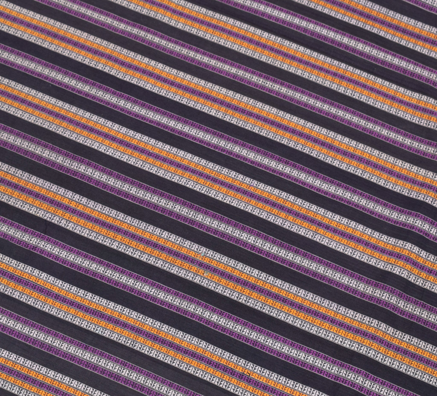 Sushila Vintage Purple Temple Border Scrap Saree Pure Cotton Woven Sari Fabric