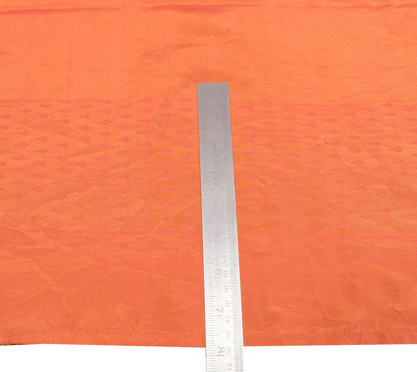 Sushila Vintage Orange HEAVY Scrap Saree HandWoven Brocade Pure Silk Sari Fabric