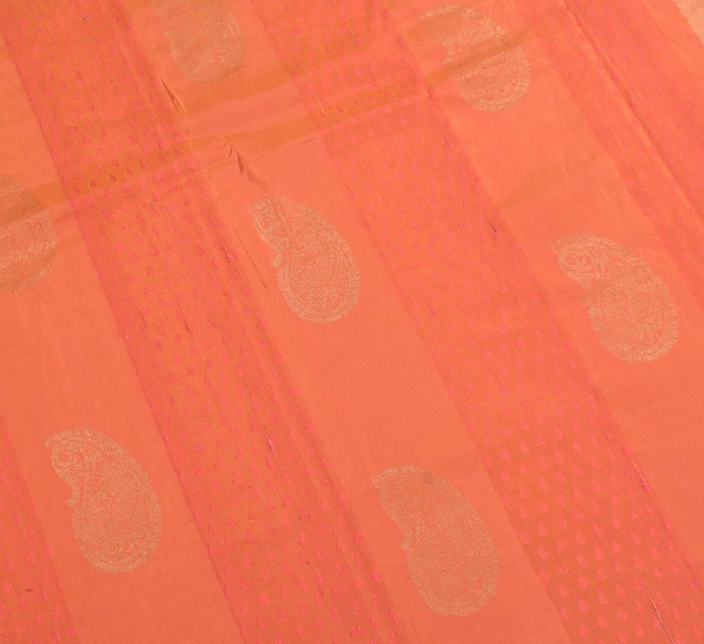 Sushila Vintage Orange HEAVY Scrap Saree HandWoven Brocade Pure Silk Sari Fabric