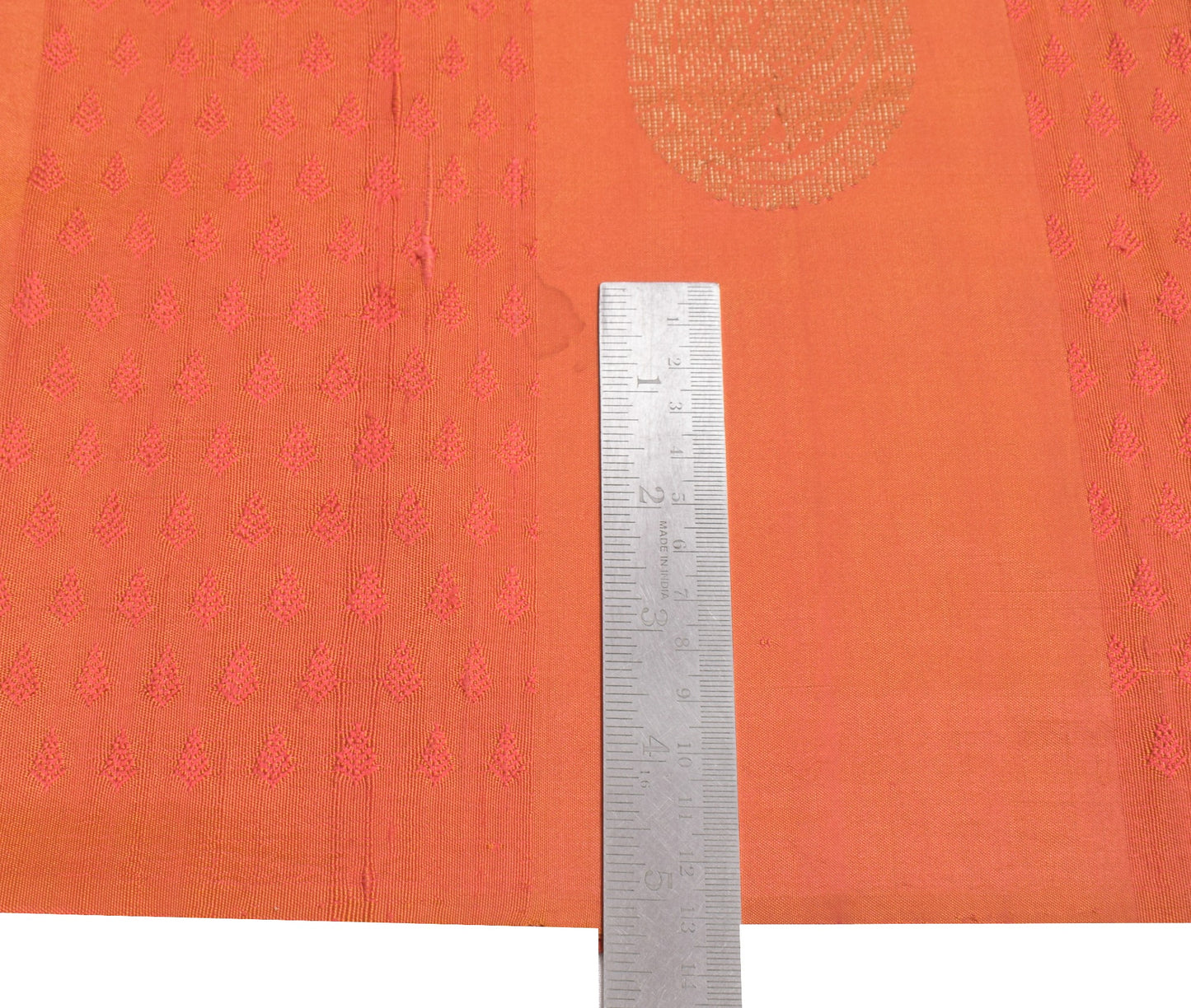 Sushila Vintage Orange HEAVY Scrap Saree HandWoven Brocade Pure Silk Sari Fabric