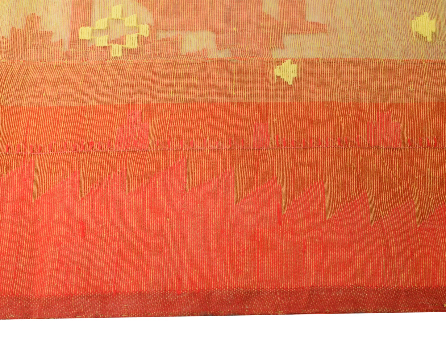 Sushila Vintage Yellow Scrap Saree Handwoven Dhakai Jamdani Pure Cotton Sari