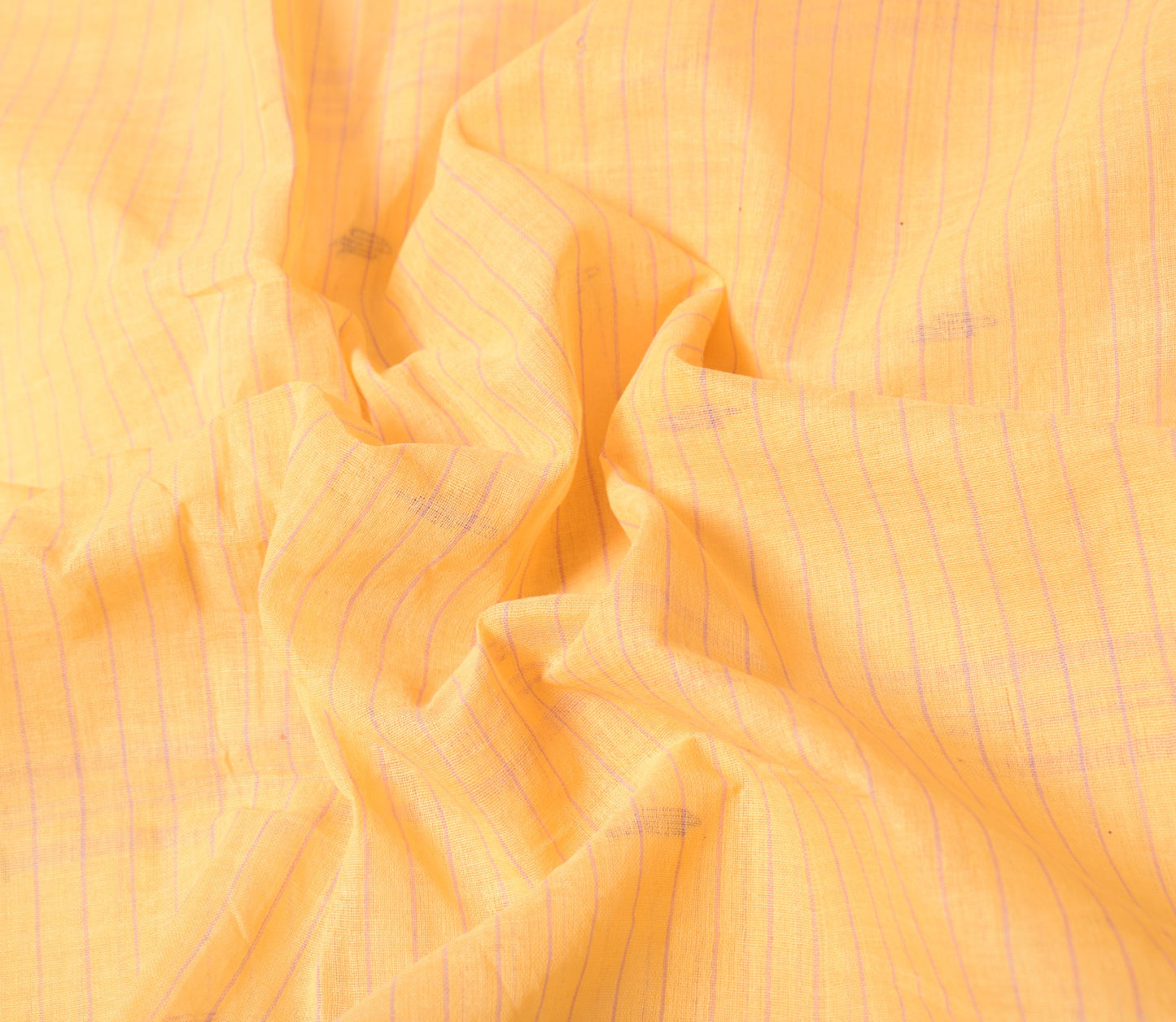 Sushila Vintage Yellow Scrap Saree 100%Pure Cotton Bengal Tant Woven Sari Fabric