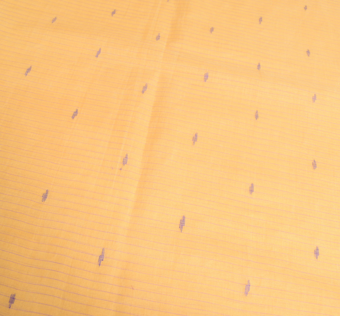 Sushila Vintage Yellow Scrap Saree 100%Pure Cotton Bengal Tant Woven Sari Fabric