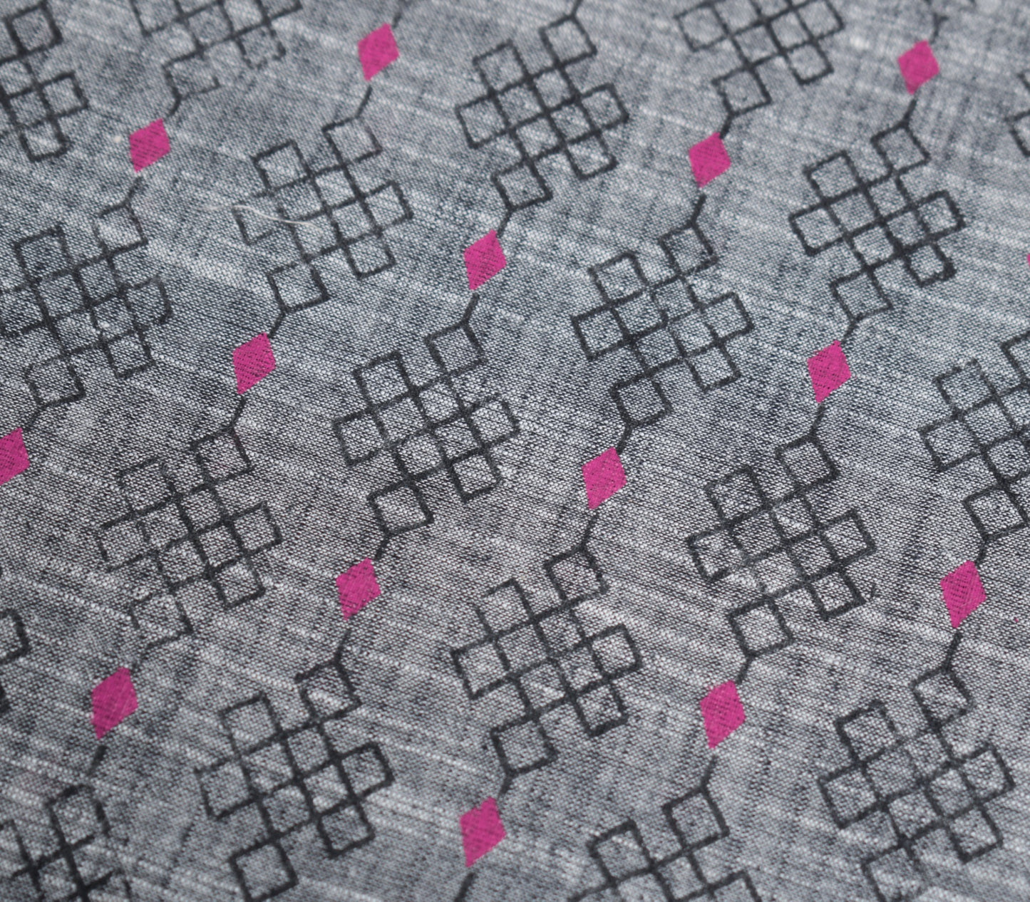 Sushila Vintage Gray Scrap Saree Printed & Woven Pure Cotton 6 Yards Sari Fabric