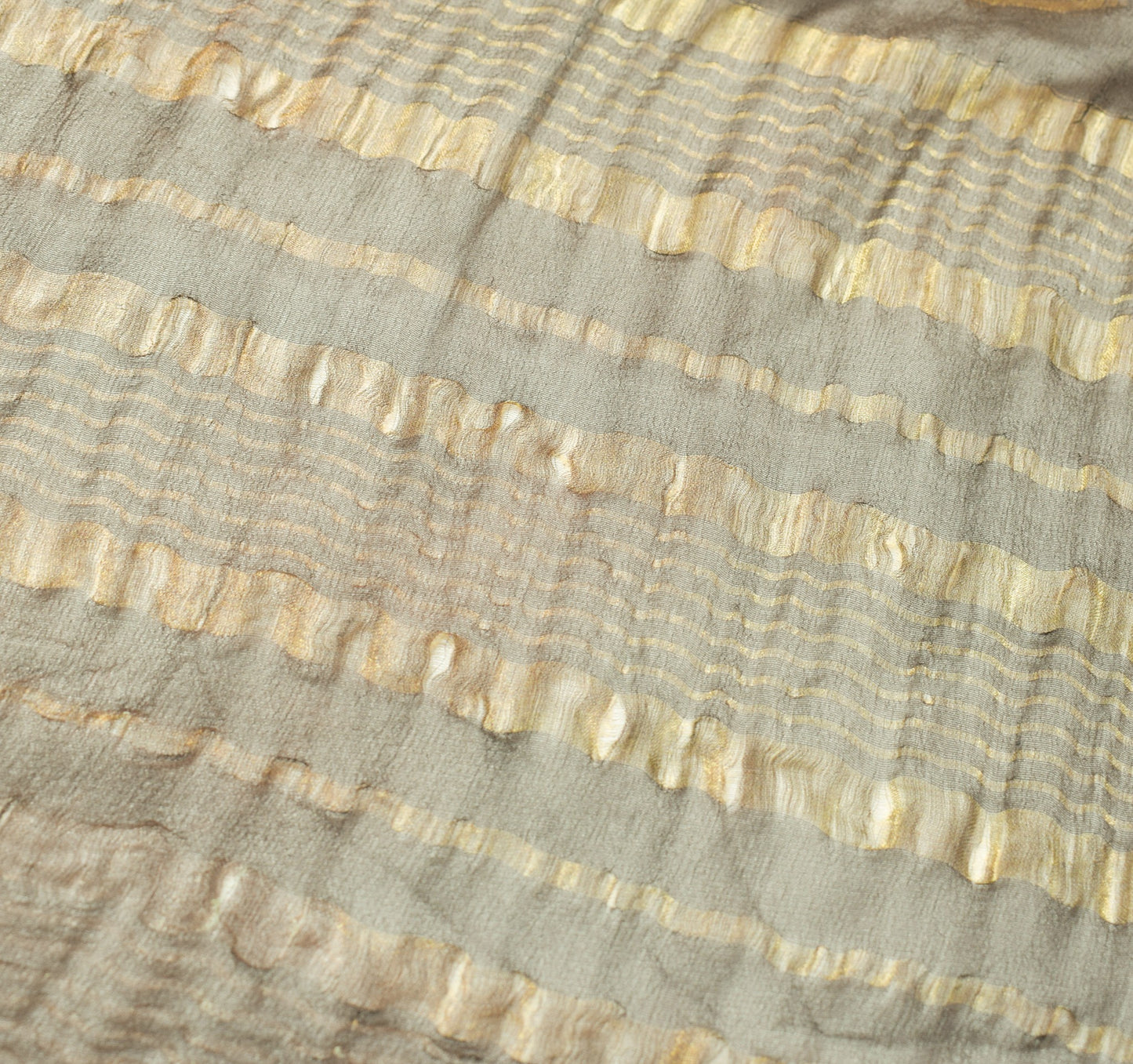 Sushila Vintage Dark Brown Scrap Saree Woven Pure Georgette Silk 5YD Sari Fabric