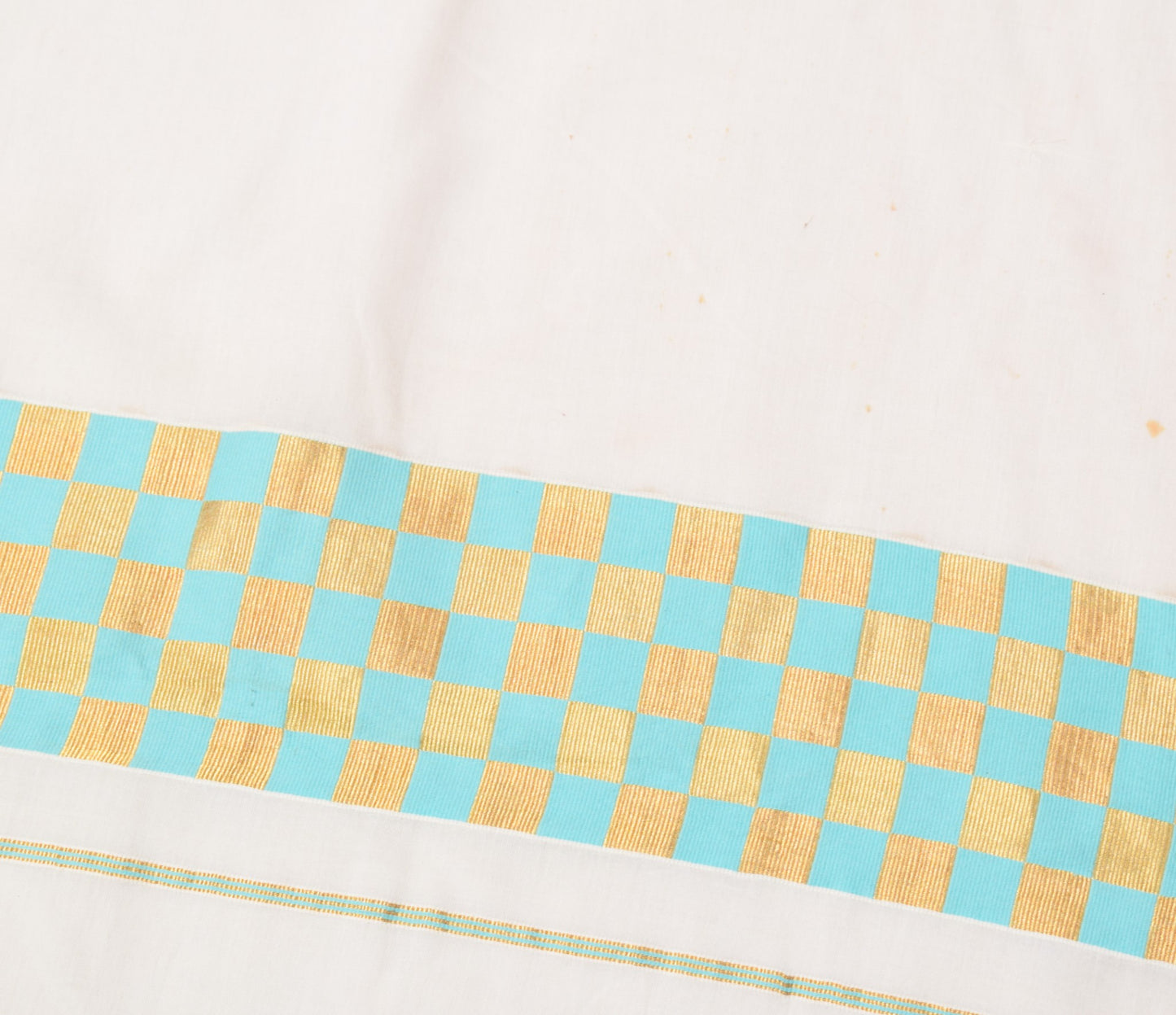 Sushila Vintage White Scrap Saree Chettinad Pure Cotton Check Woven Sari Fabric