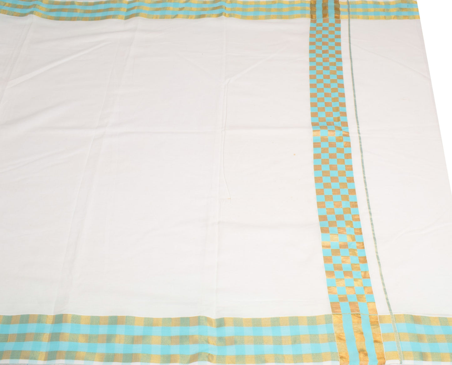 Sushila Vintage White Scrap Saree Chettinad Pure Cotton Check Woven Sari Fabric