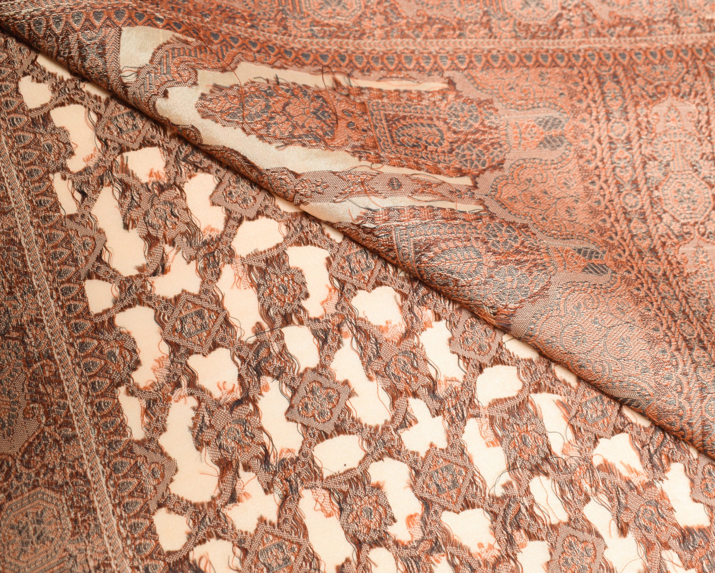 Sushila Vintage All Over Woven Scrap Saree Art Silk Floral Sari 5Yd Craft Fabric
